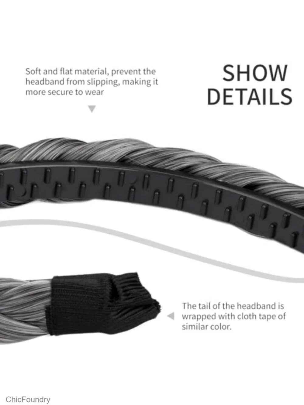 Synthetic Hair Plaited Headband Braided with Teeth for Women